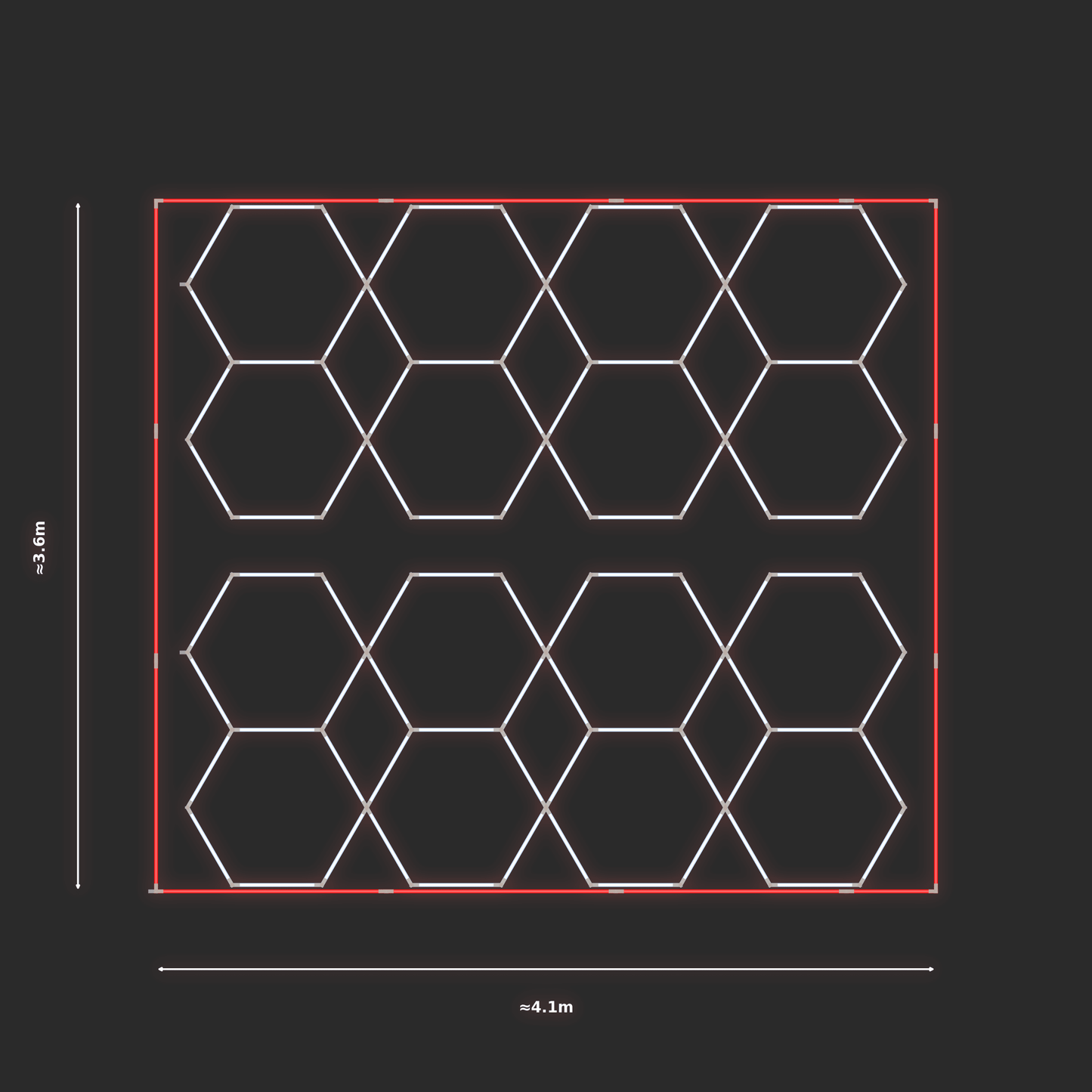 ULTRABEAM LED Light Kit Hex Parallel 1.7x3.8m 264W — Red, 2-pack