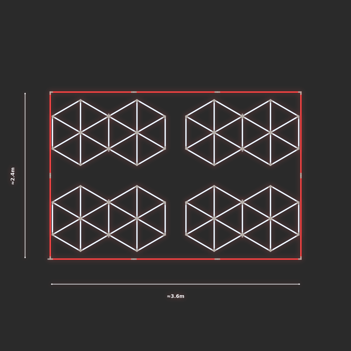 ULTRABEAM LED Light Kit Hex Subdivided 1.7x1m 138W — Red, 4-pack