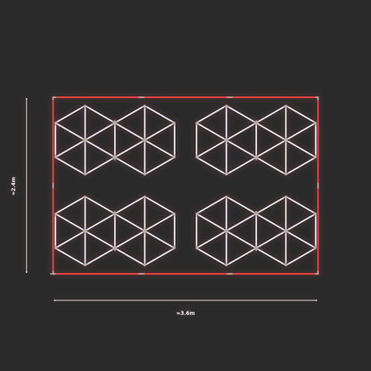 ULTRABEAM LED Light Kit Hex Subdivided 1.7x1m 138W — Red, 4-pack