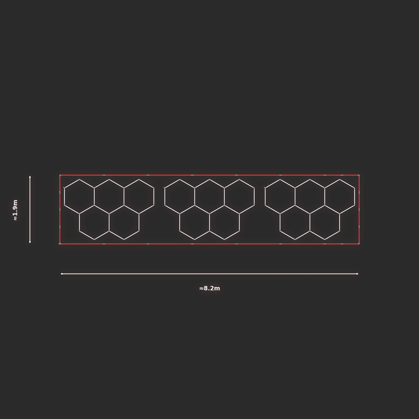 ULTRABEAM LED Light Kit Hex Classic 1.7x2.5m 138W — Red, 3-pack