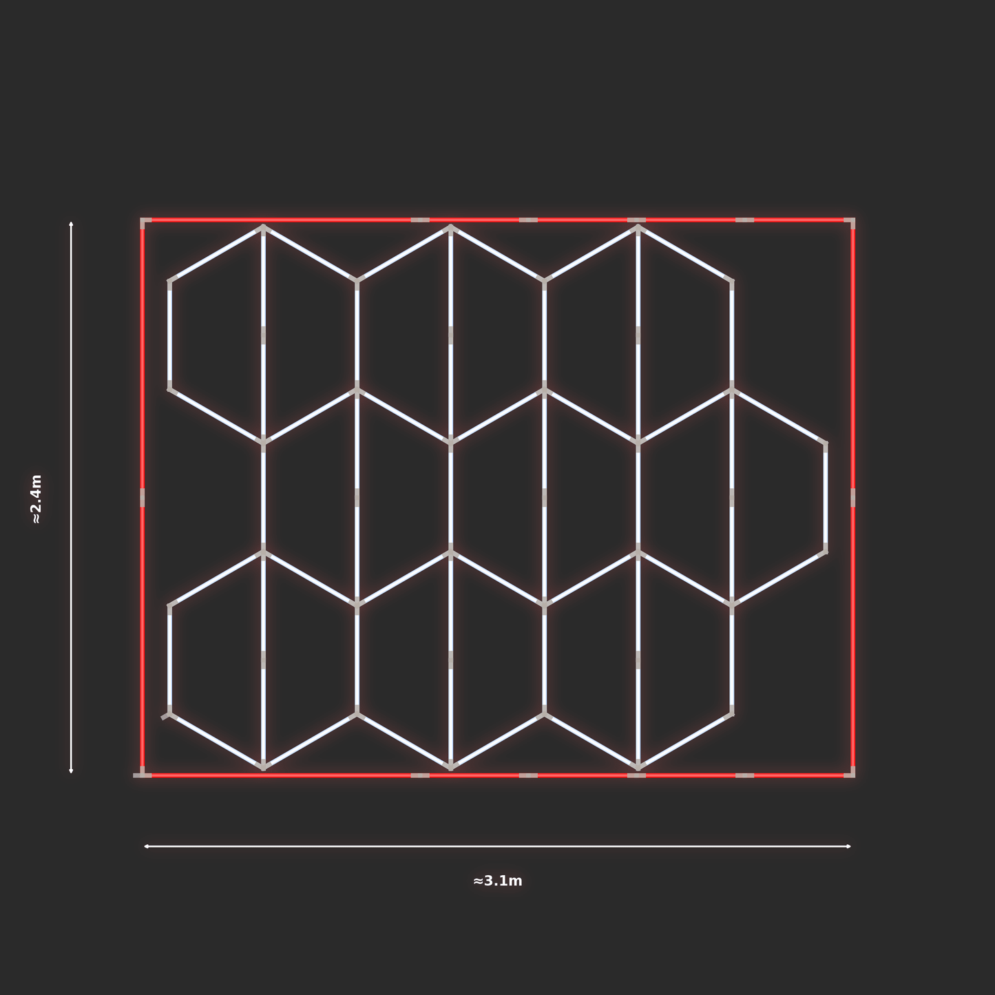 ULTRABEAM LED Light Kit Hex Vertical 2.9x2.4m 336W — Red