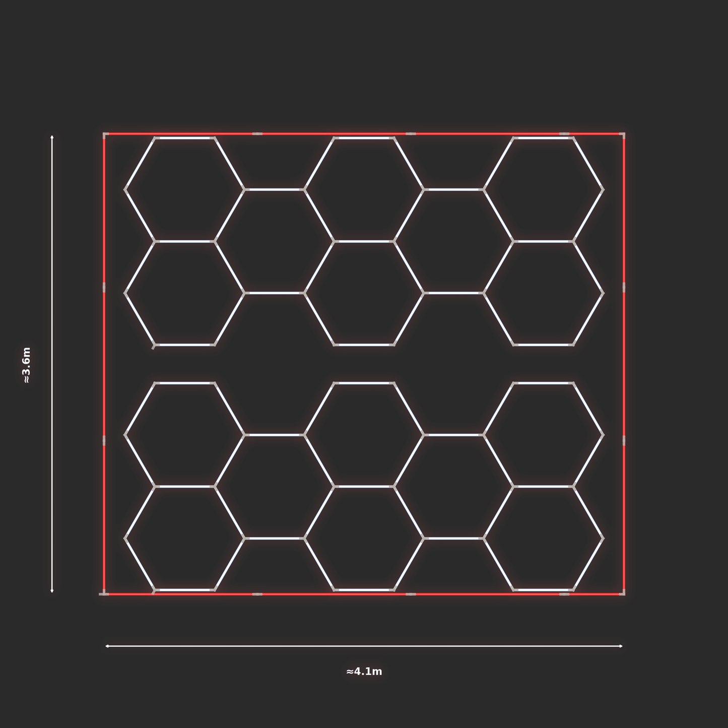 ULTRABEAM LED Light Kit Hex Classic 3.8x1.7m 222W (Pack of 2) — Red, 2-pack