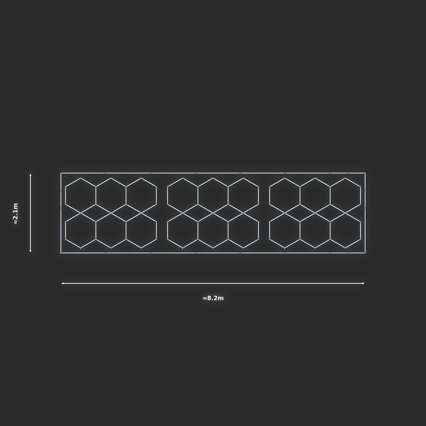 ULTRABEAM LED Light Kit Hex Parallel 2.5x1.9m 192W (Pack of 3) — Cool White, 3-pack