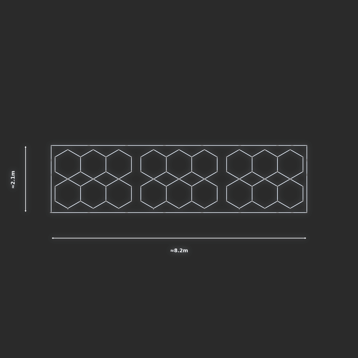 ULTRABEAM LED Light Kit Hex Parallel 2.5x1.9m 192W (Pack of 3) — Cool White, 3-pack