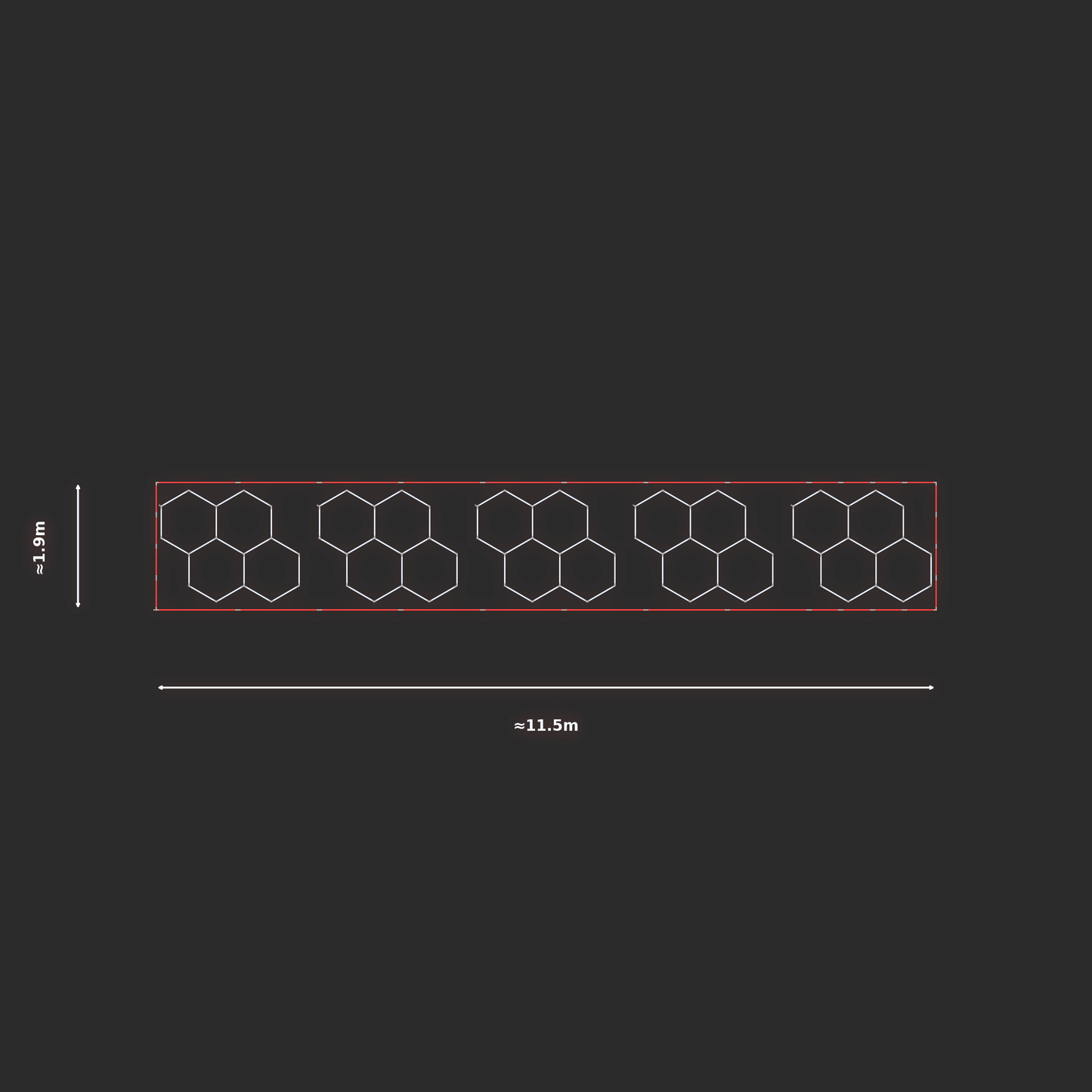 ULTRABEAM LED Light Kit Hex Classic 1.7x2.1m 114W — Red, 5-pack
