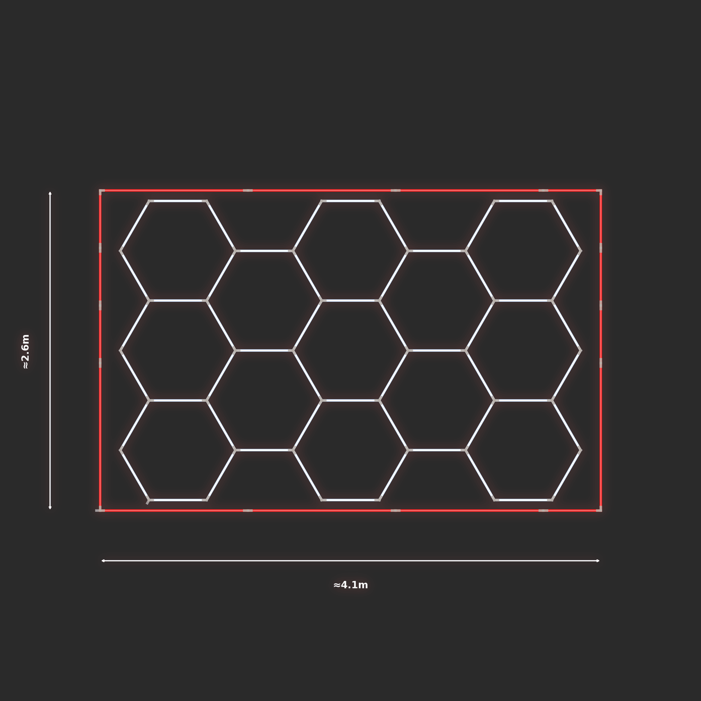 ULTRABEAM LED Light Kit Hex Classic 3.8x2.5m 324W — Red