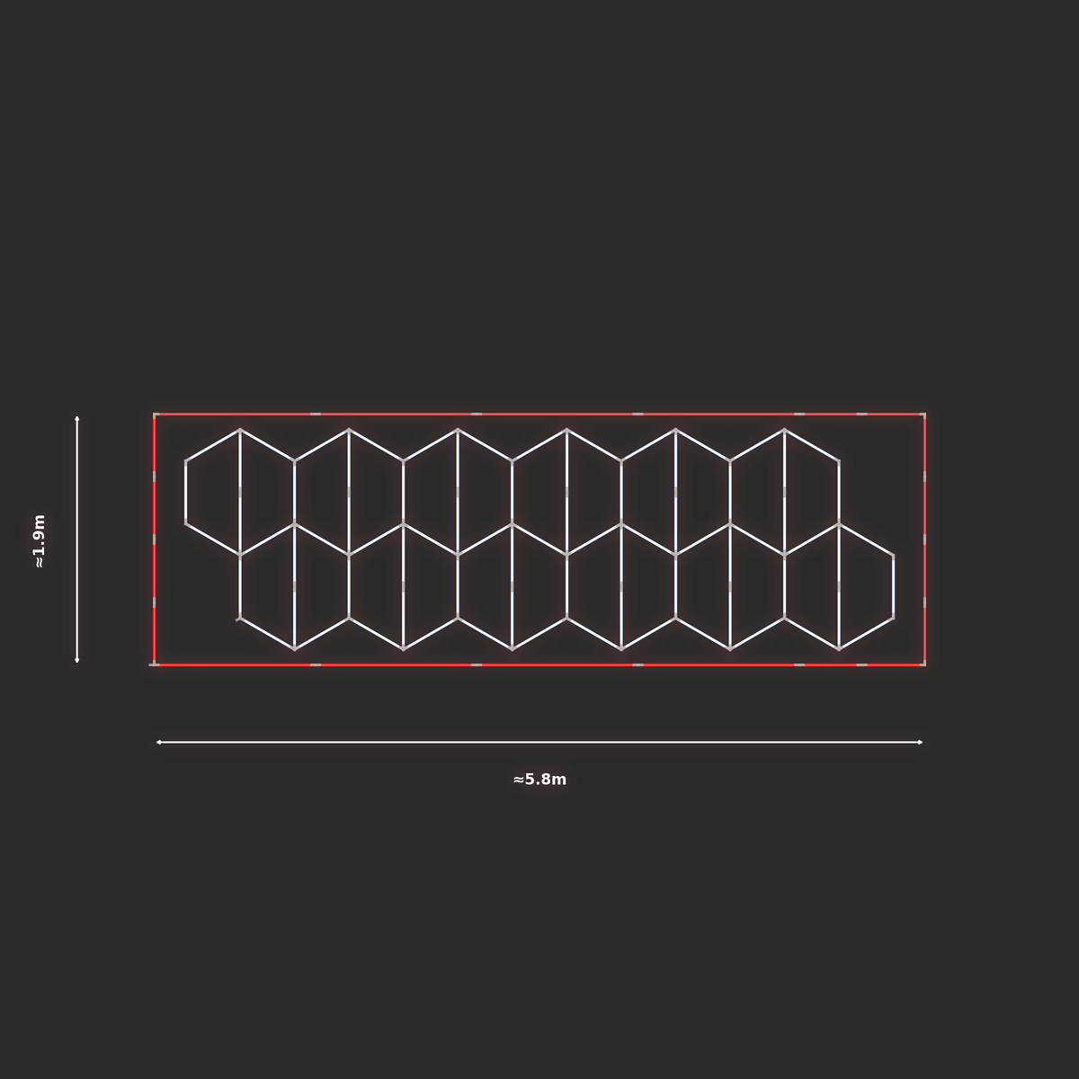 ULTRABEAM LED Light Kit Hex Vertical 5.3x1.7m 450W — Red