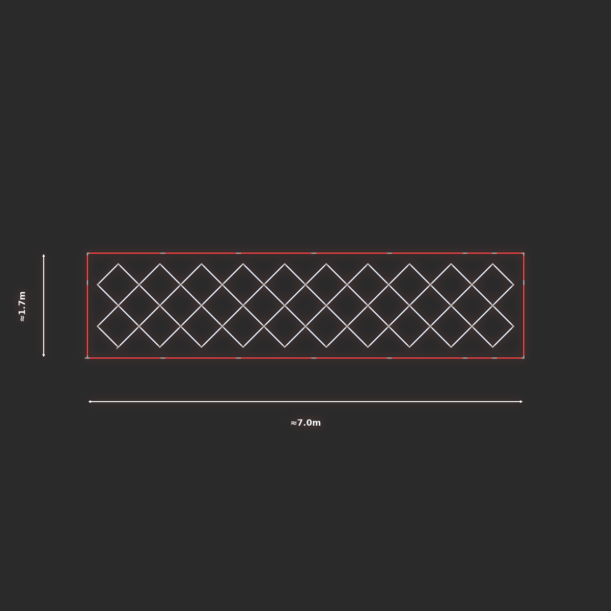 ULTRABEAM LED Light Kit Rect Offset 6.7x1.4m 480W — Red