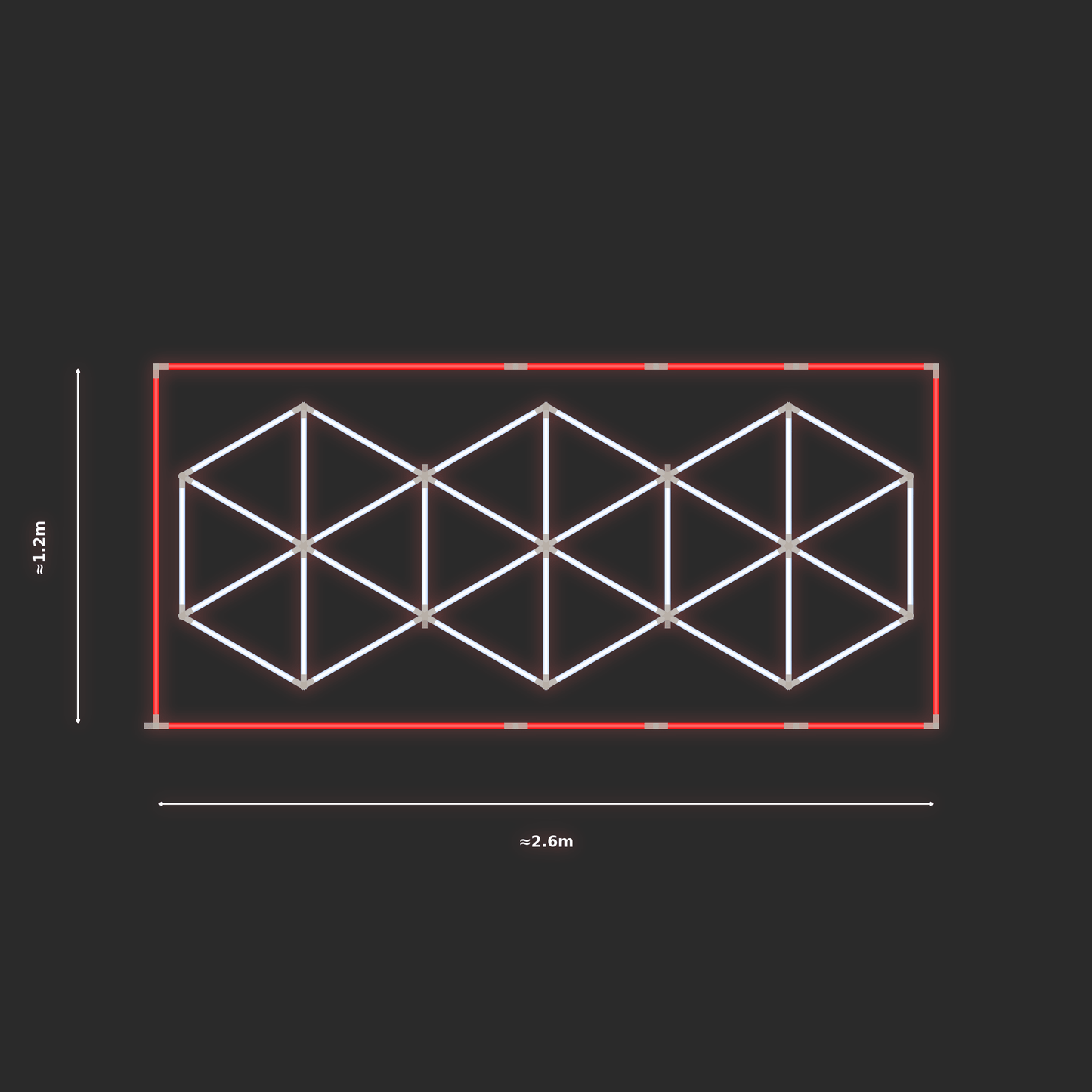 ULTRABEAM LED Light Kit Hex Subdivided 2.5x1m 204W — Red