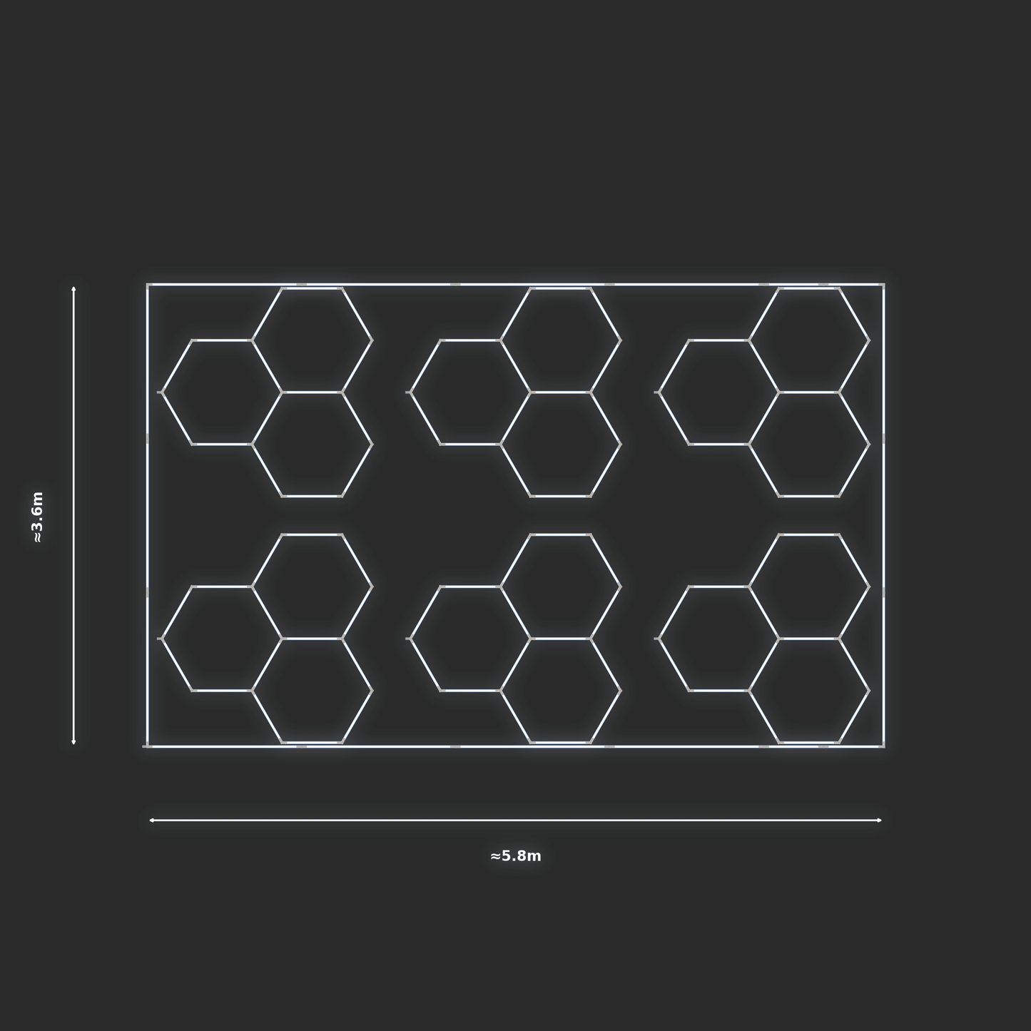 ULTRABEAM LED Light Kit Hex Classic 1.7x1.7m 90W — Cool White, 6-pack