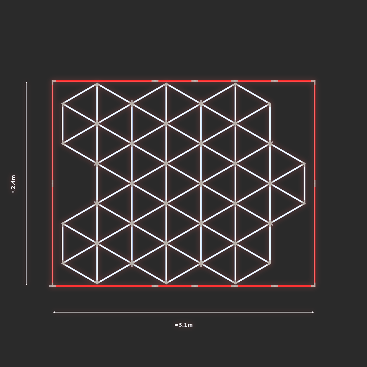 ULTRABEAM LED Light Kit Hex Subdivided 2.9x2.4m 552W — Red