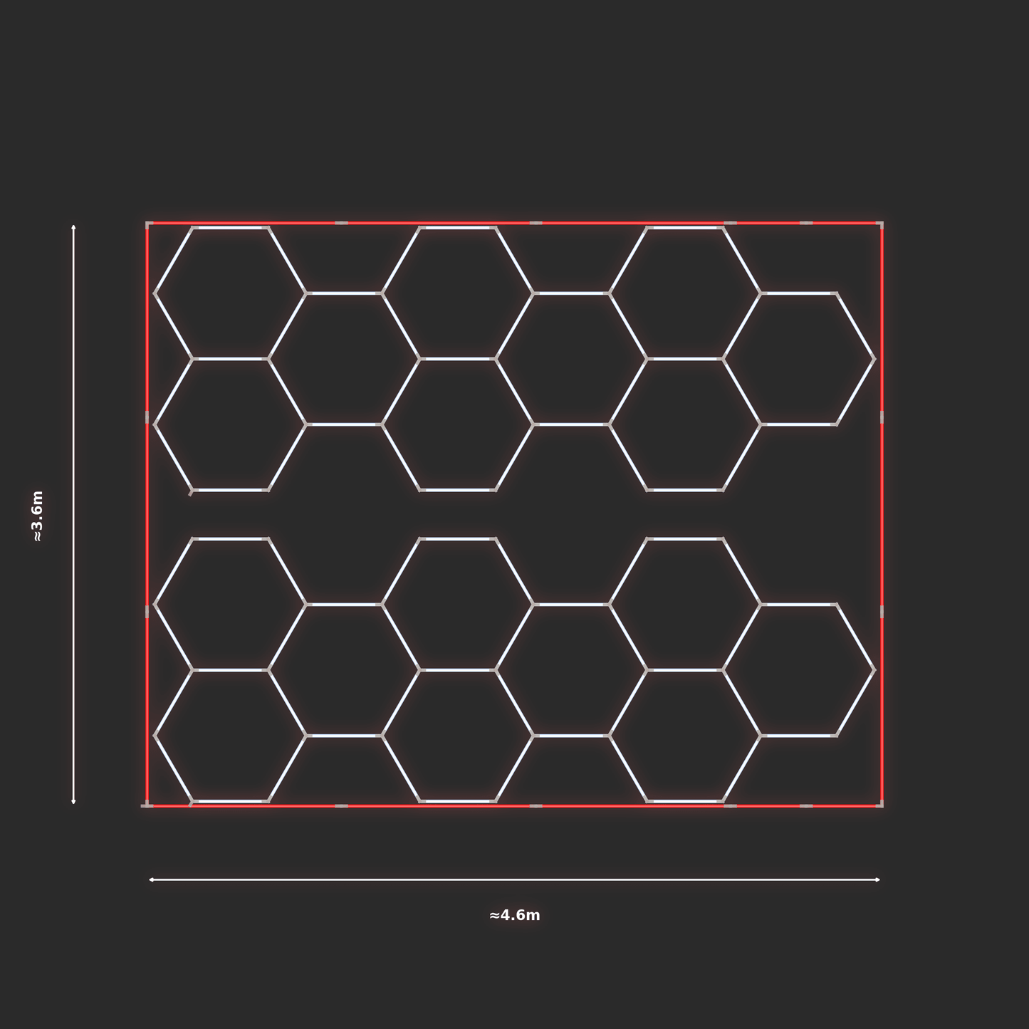 ULTRABEAM LED Light Kit Hex Classic 4.5x1.7m 246W — Red, 2-pack