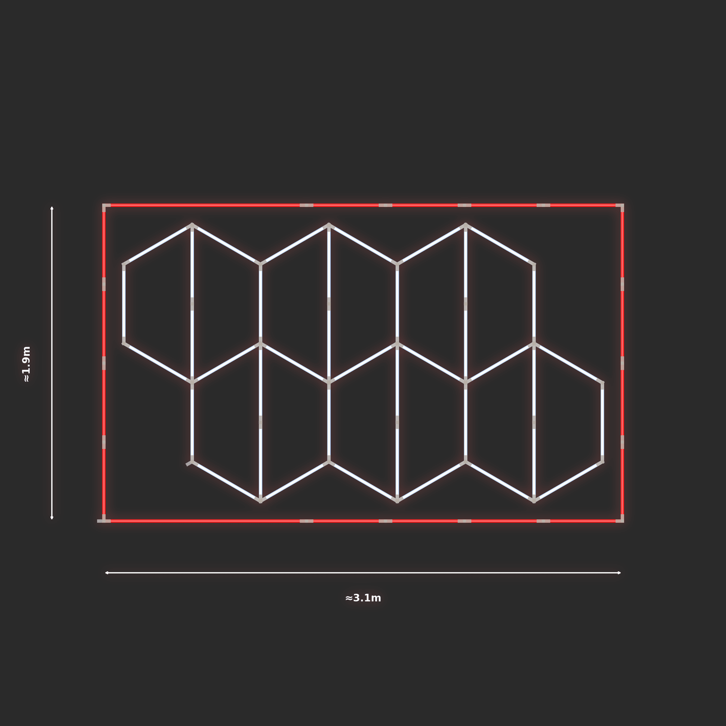 ULTRABEAM LED Light Kit Hex Vertical 2.9x1.7m 234W — Red