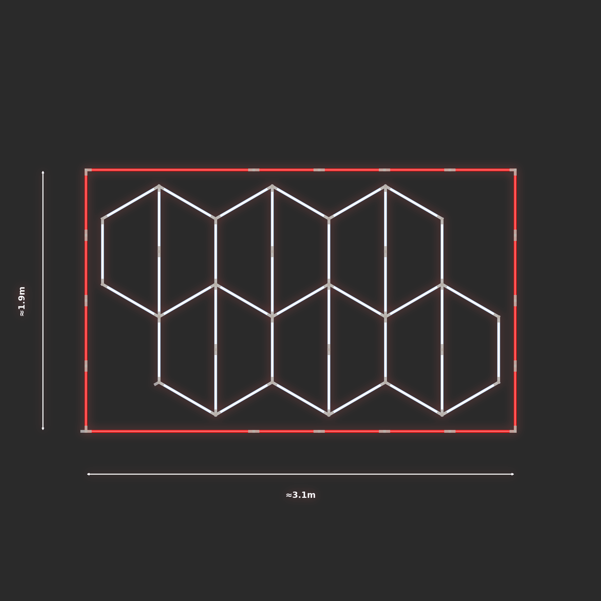 ULTRABEAM LED Light Kit Hex Vertical 2.9x1.7m 234W — Red