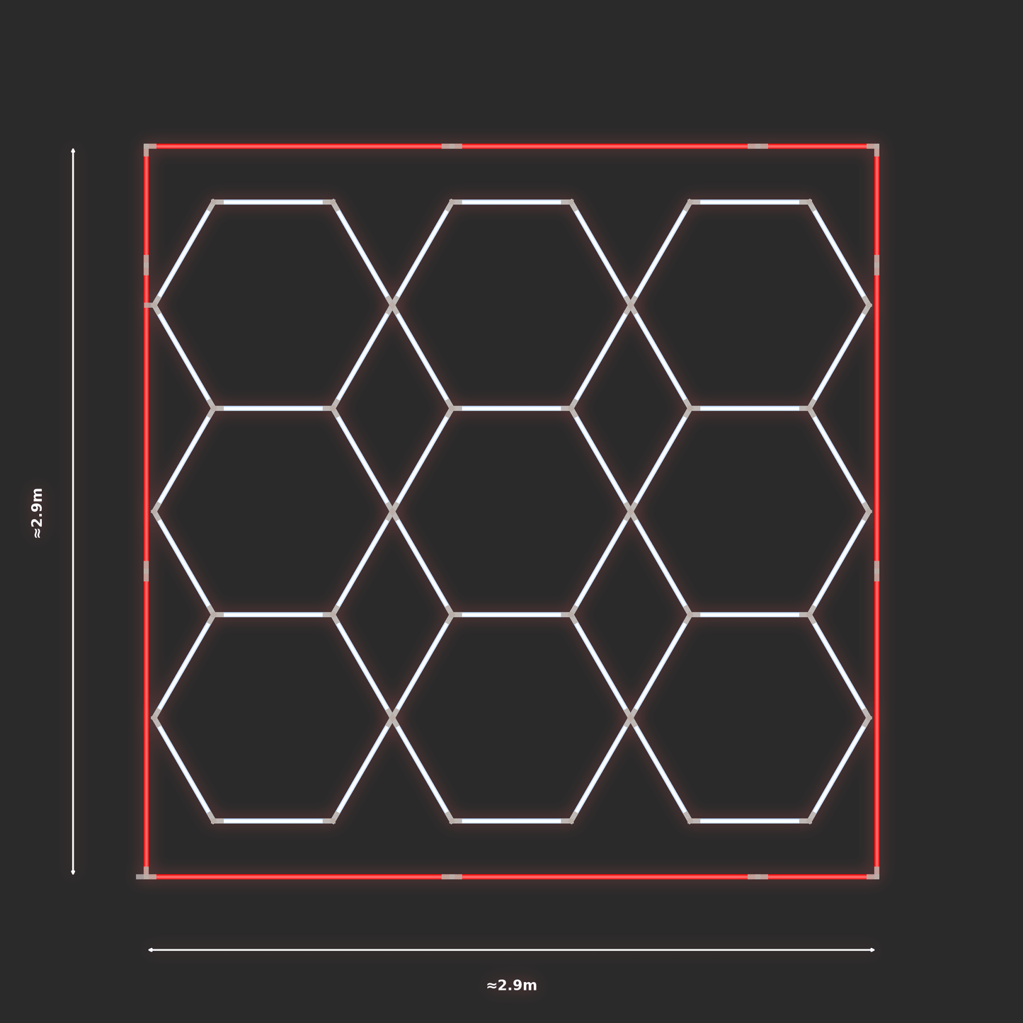 ULTRABEAM LED Light Kit Hex Parallel 2.5x2.8m 288W — Red