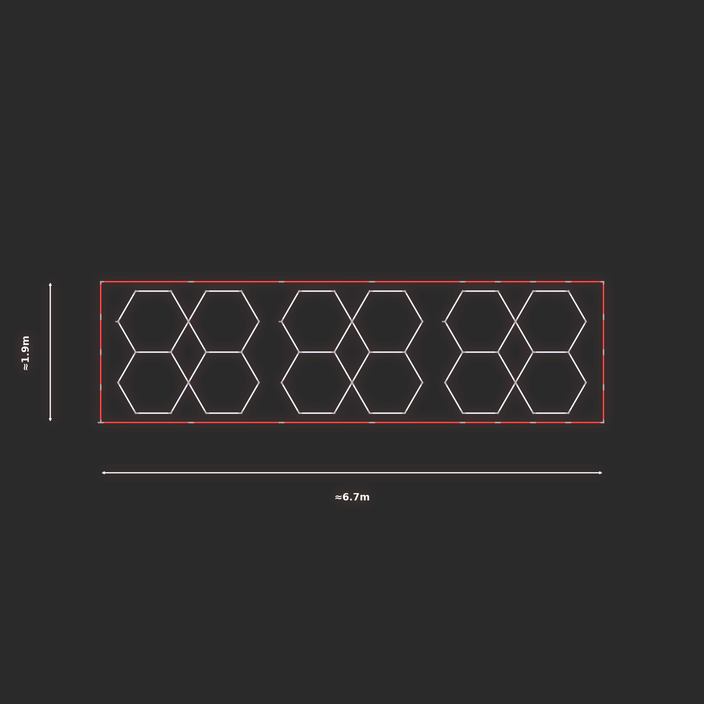ULTRABEAM LED Light Kit Hex Parallel 1.7x1.9m 132W — Red, 3-pack