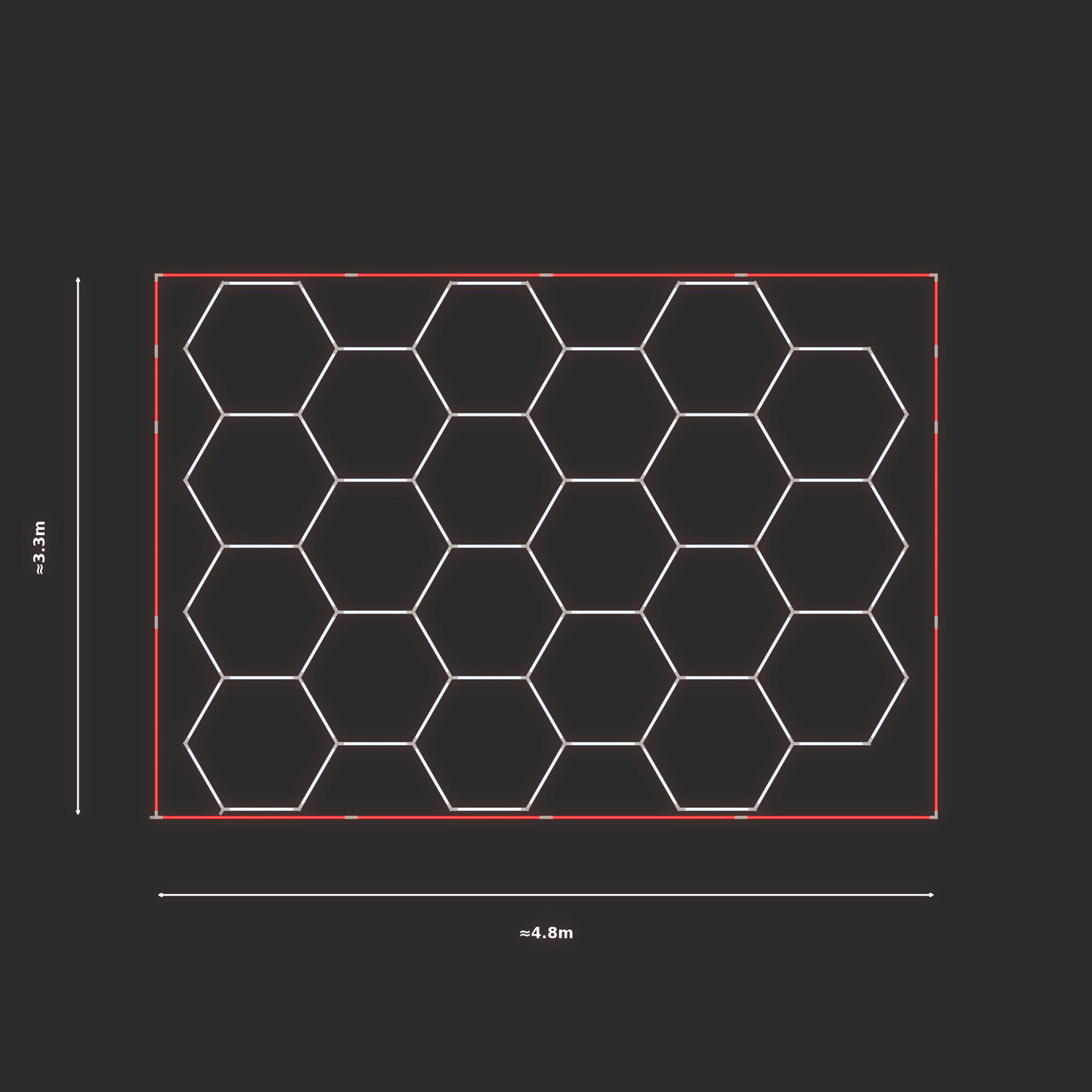 ULTRABEAM LED Light Kit Hex Classic 4.5x3.3m 486W — Red