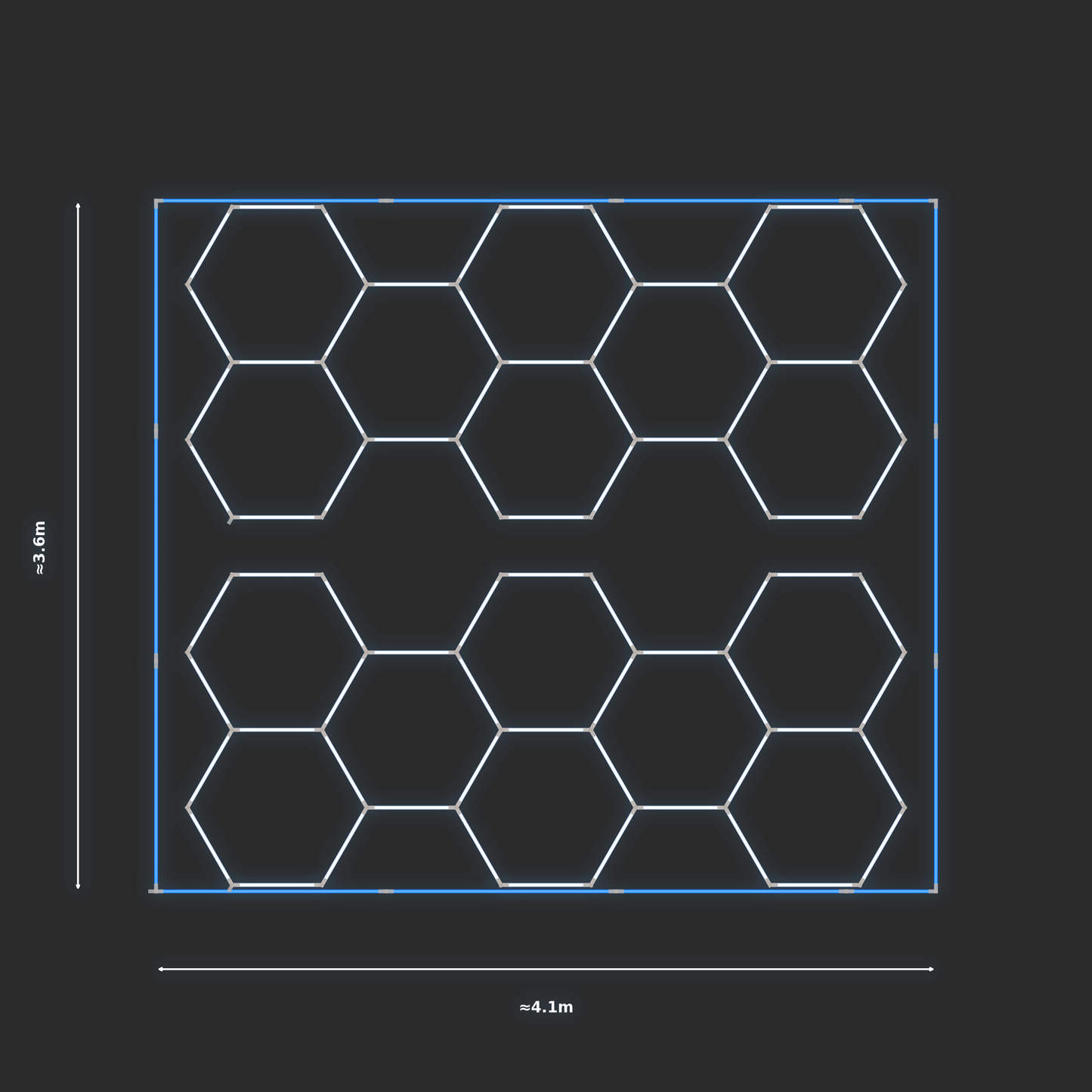 ULTRABEAM LED Light Kit Hex Classic 3.8x1.7m 222W (Pack of 2) — Blue, 2-pack