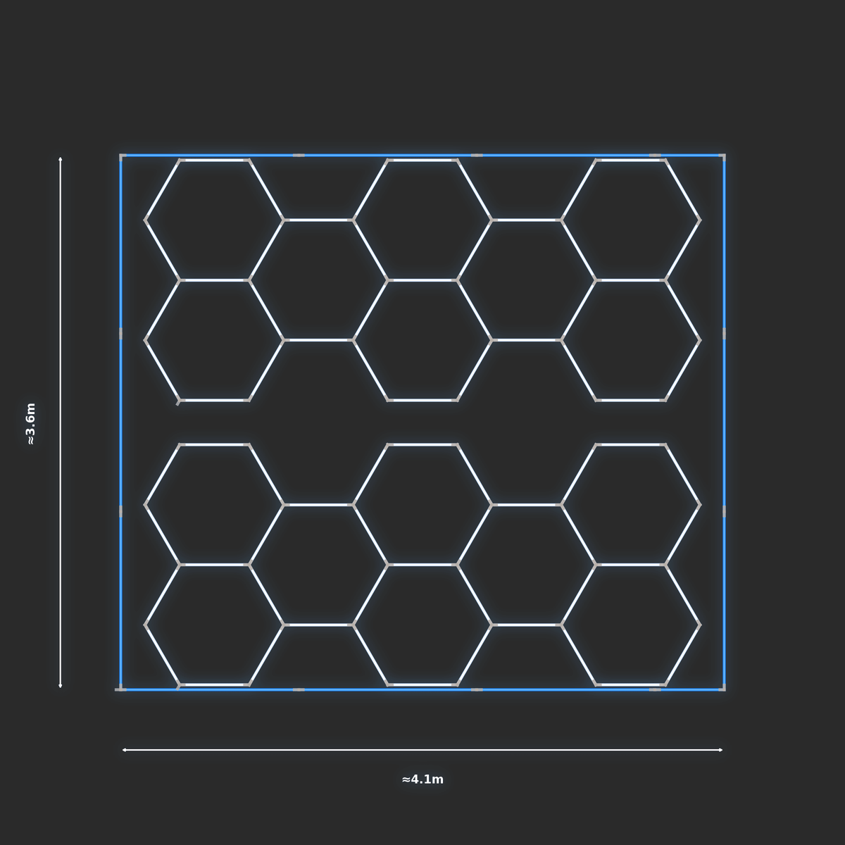 ULTRABEAM LED Light Kit Hex Classic 3.8x1.7m 222W (Pack of 2) — Blue, 2-pack