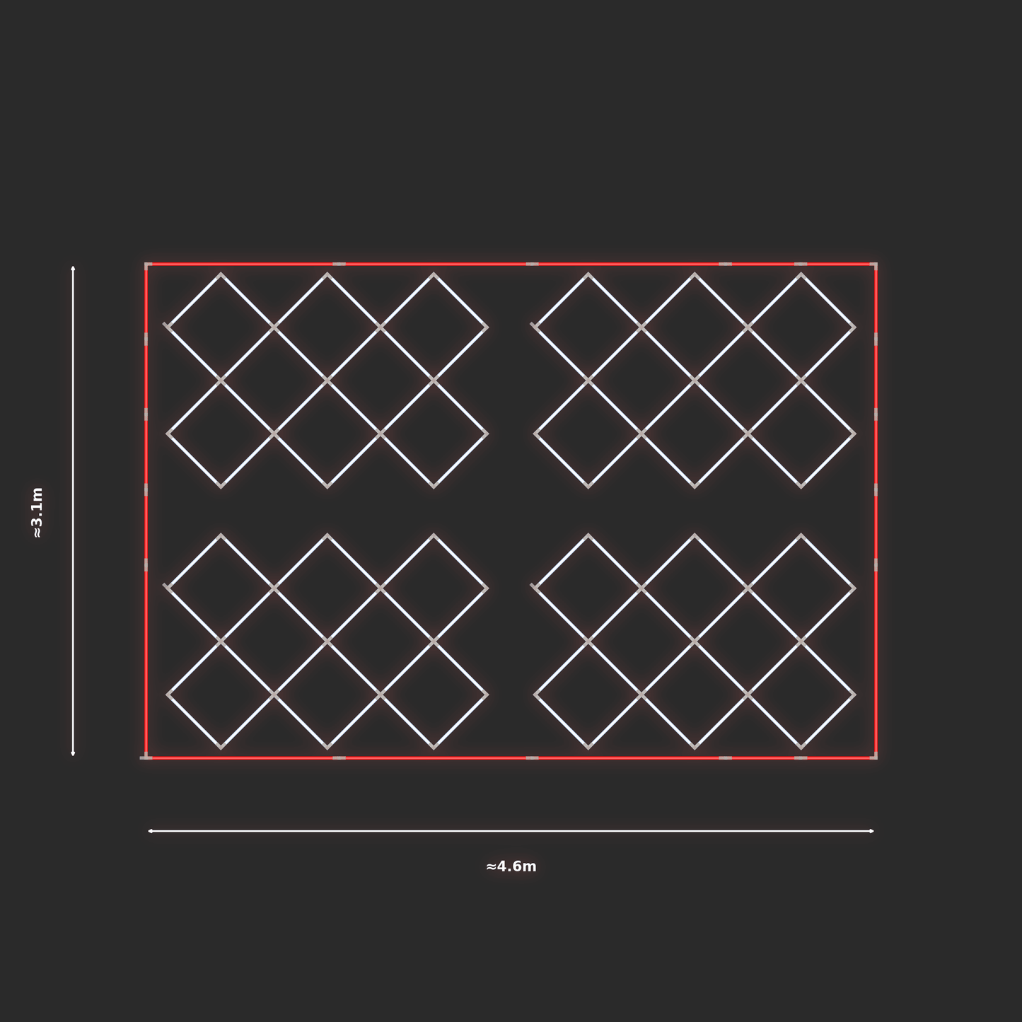 ULTRABEAM LED Light Kit Rect Offset 1.4x2m 144W — Red, 4-pack