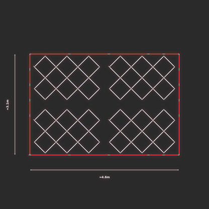 ULTRABEAM LED Light Kit Rect Offset 1.4x2m 144W — Red, 4-pack