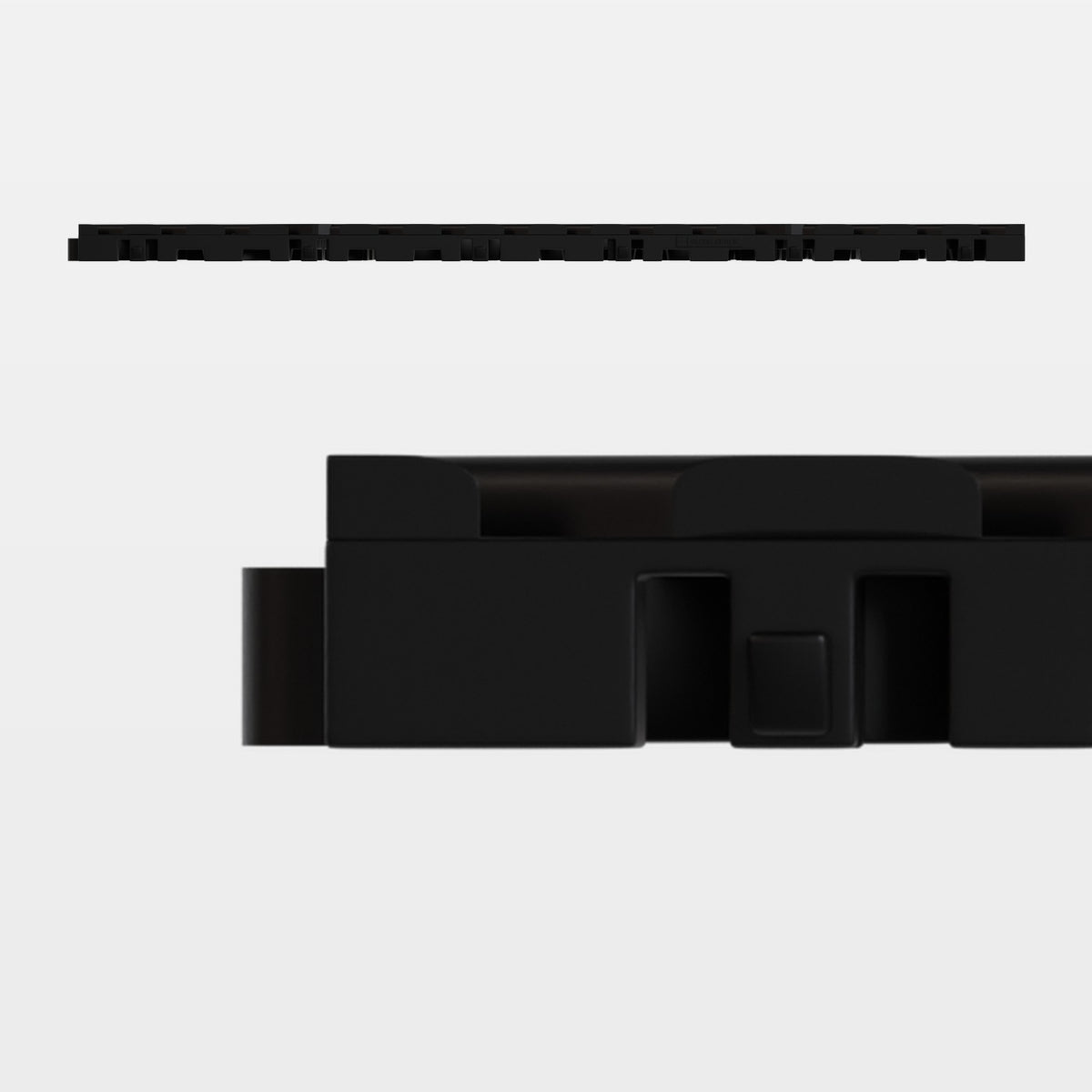 ULTRACUBE tile in Jet Black, side on: 400 mm long and 18 mm tall