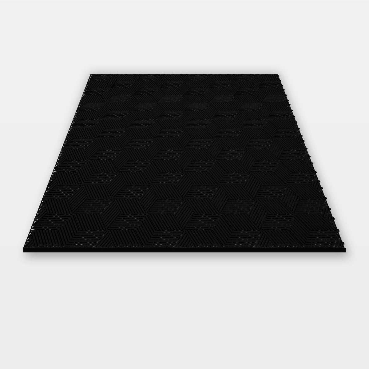 Sixteen ULTRACUBE tiles in Jet Black clicked together, 1.6 m wide
