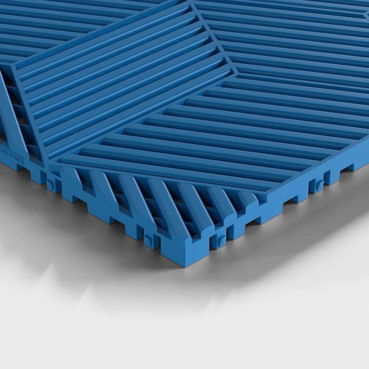 ULTRACUBE tile in Riviera Blue: one corner seen low and close