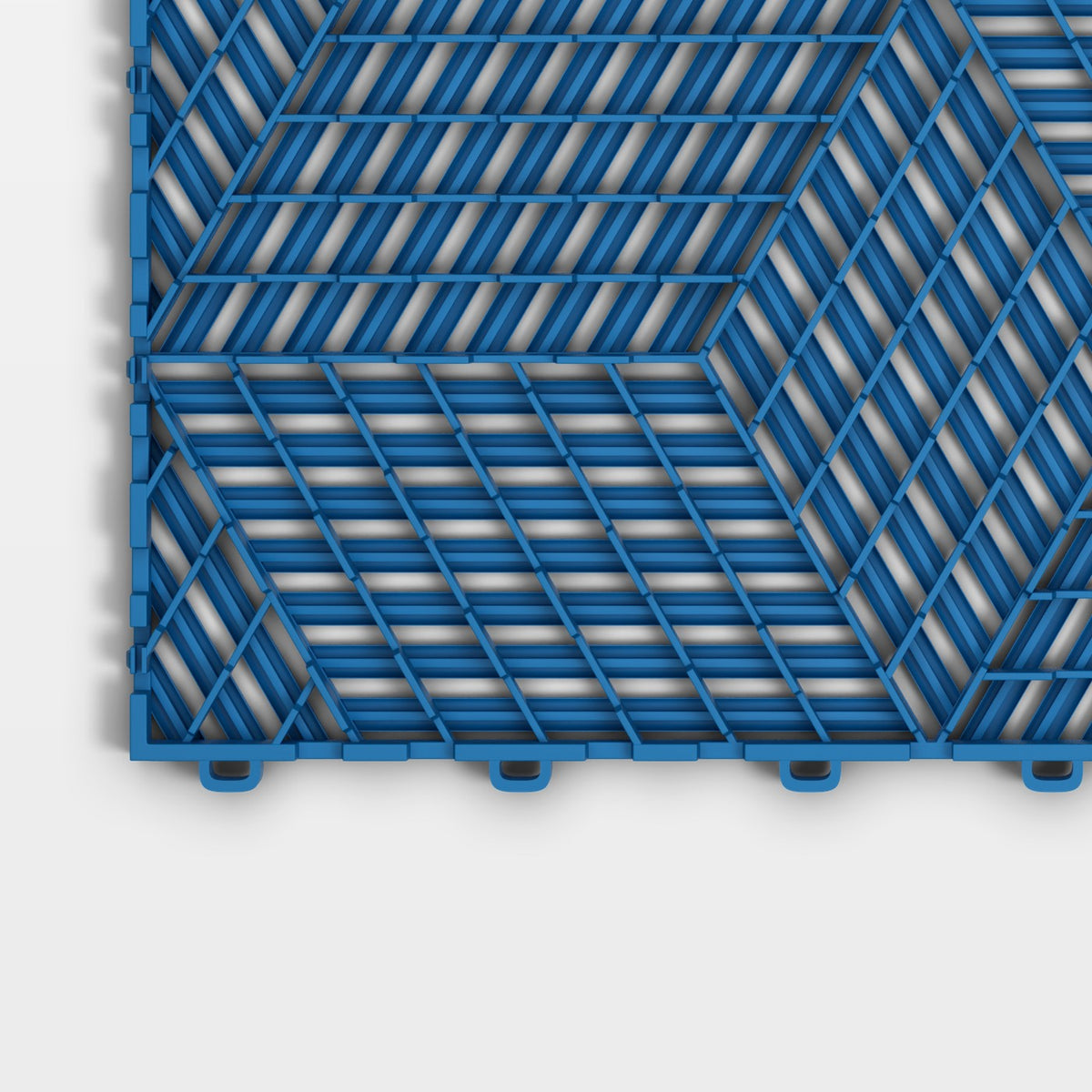ULTRACUBE tile in Riviera Blue: one corner of the underside