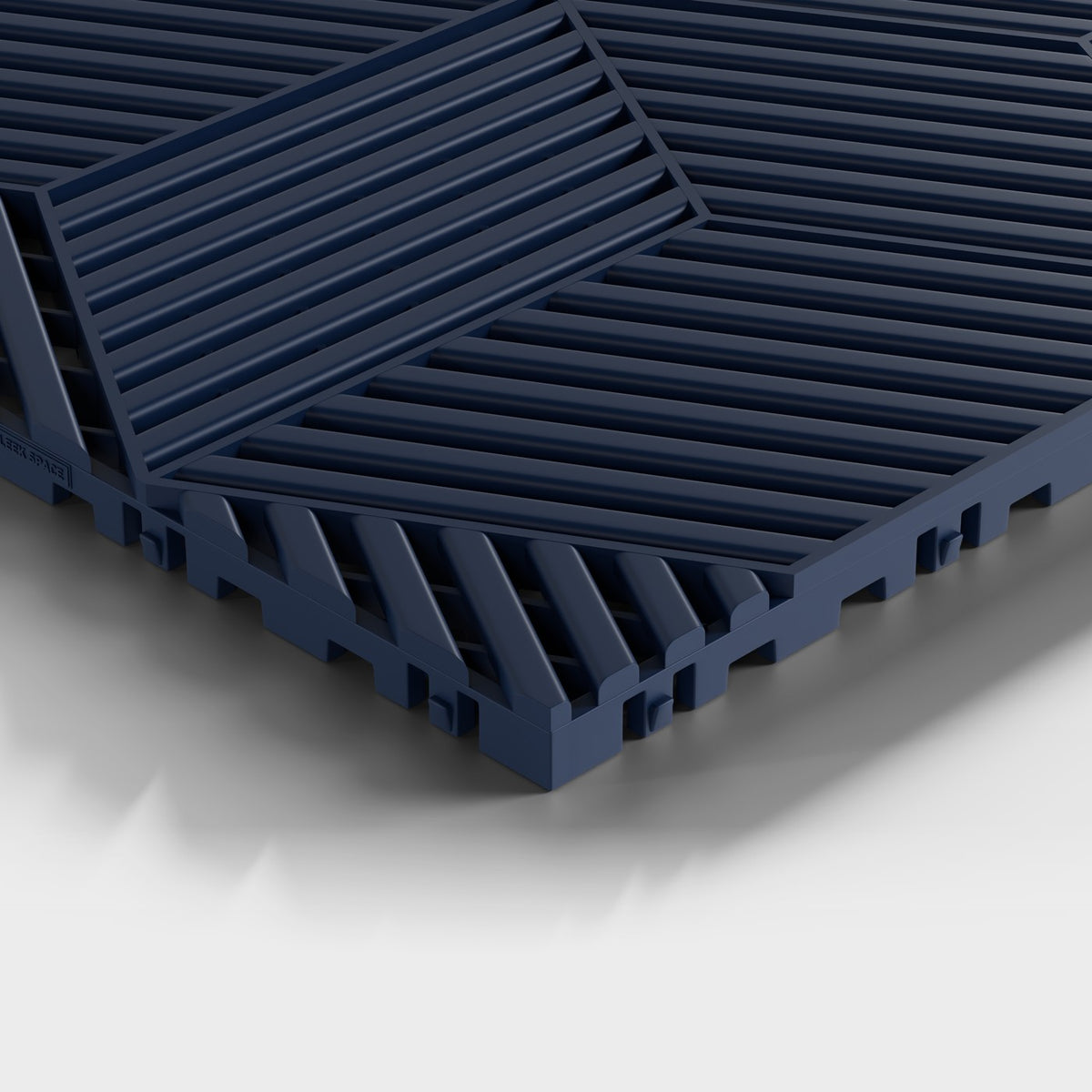 ULTRACUBE tile in Night Blue: one corner seen low and close