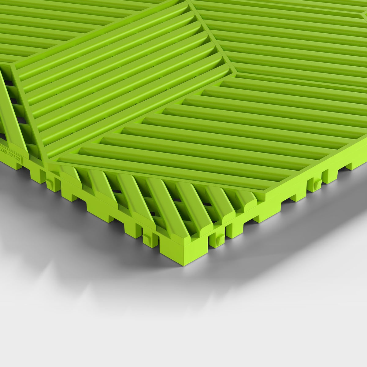 ULTRACUBE tile in Electric Green: one corner seen low and close