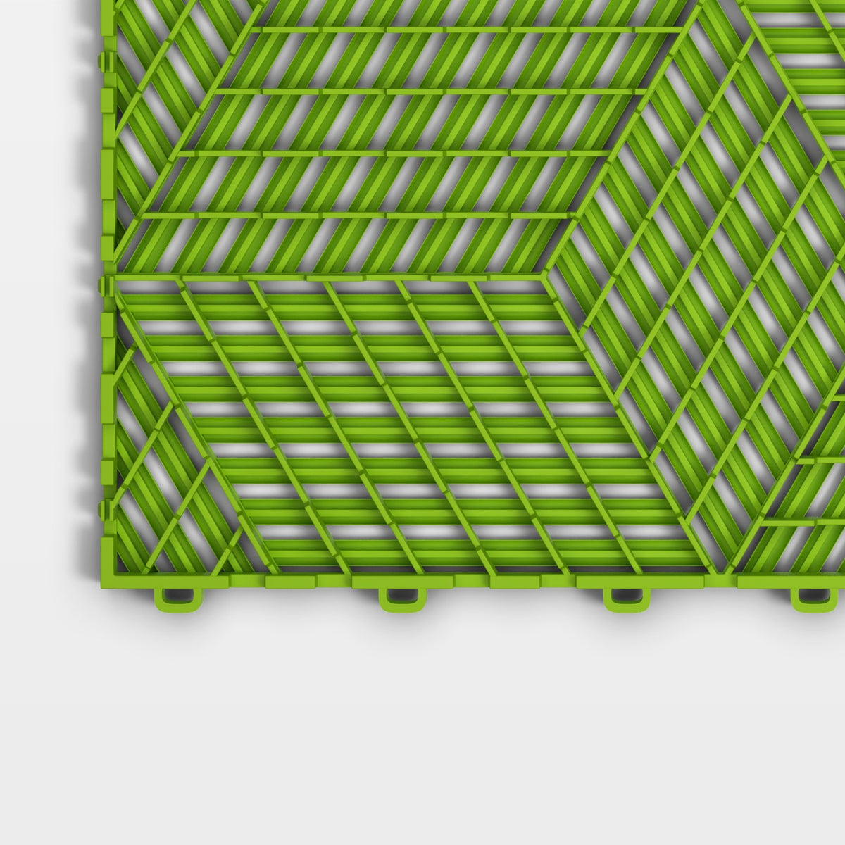 ULTRACUBE tile in Electric Green: one corner of the underside