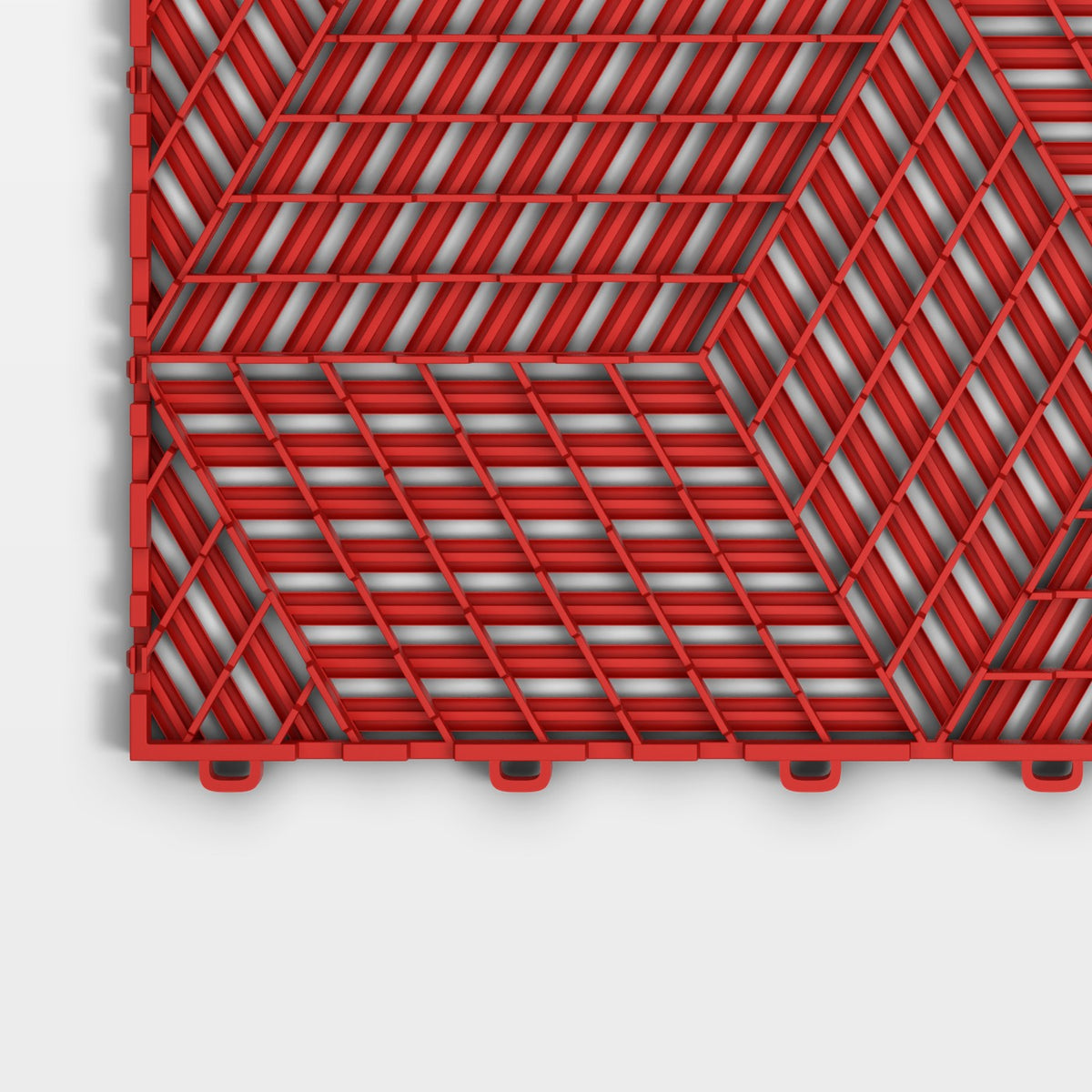ULTRACUBE tile in Rosso Red: one corner of the underside