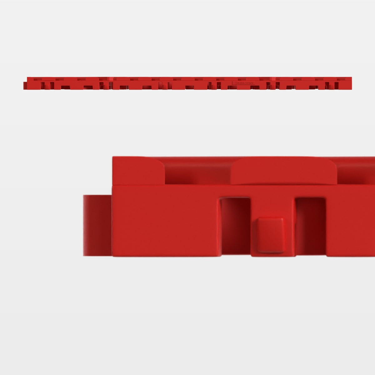 ULTRACUBE tile in Rosso Red, side on: 400 mm long and 18 mm tall
