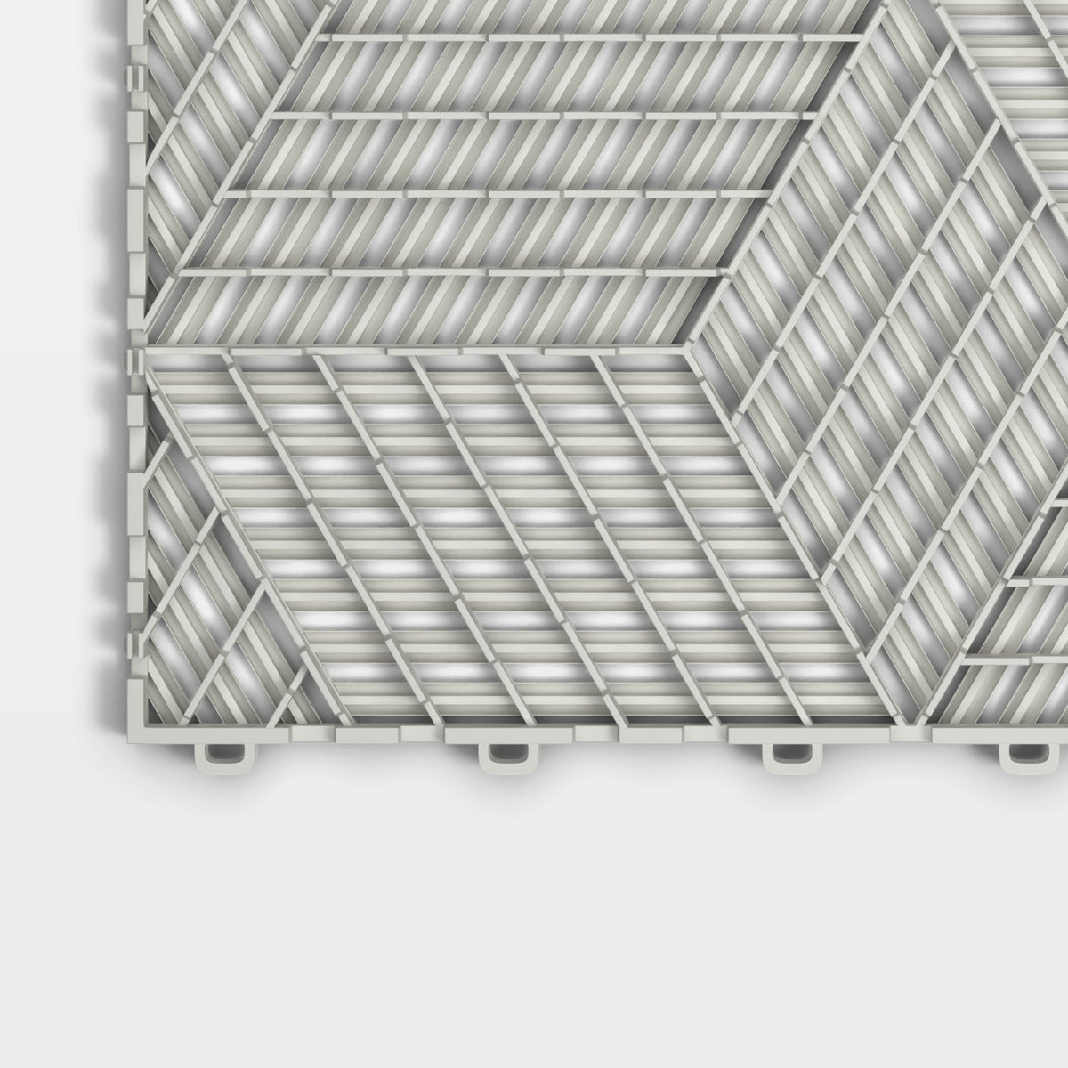 ULTRACUBE tile in Alpine White: one corner of the underside