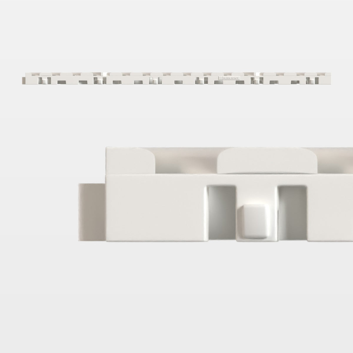 ULTRACUBE tile in Alpine White, side on: 400 mm long and 18 mm tall