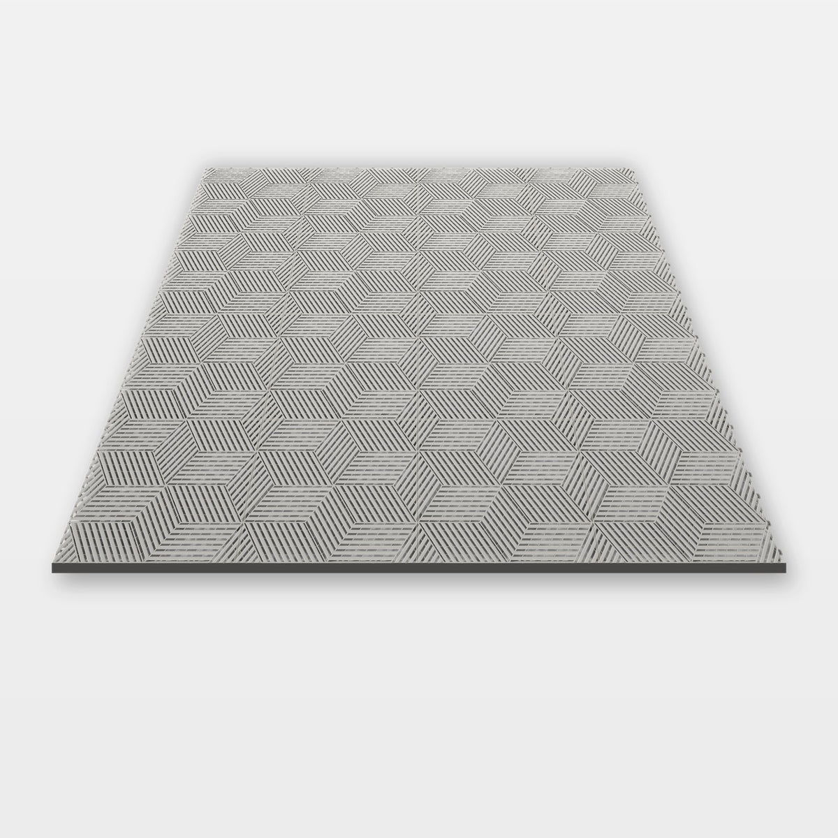 Sixteen ULTRACUBE tiles in Alpine White clicked together, 1.6 m wide