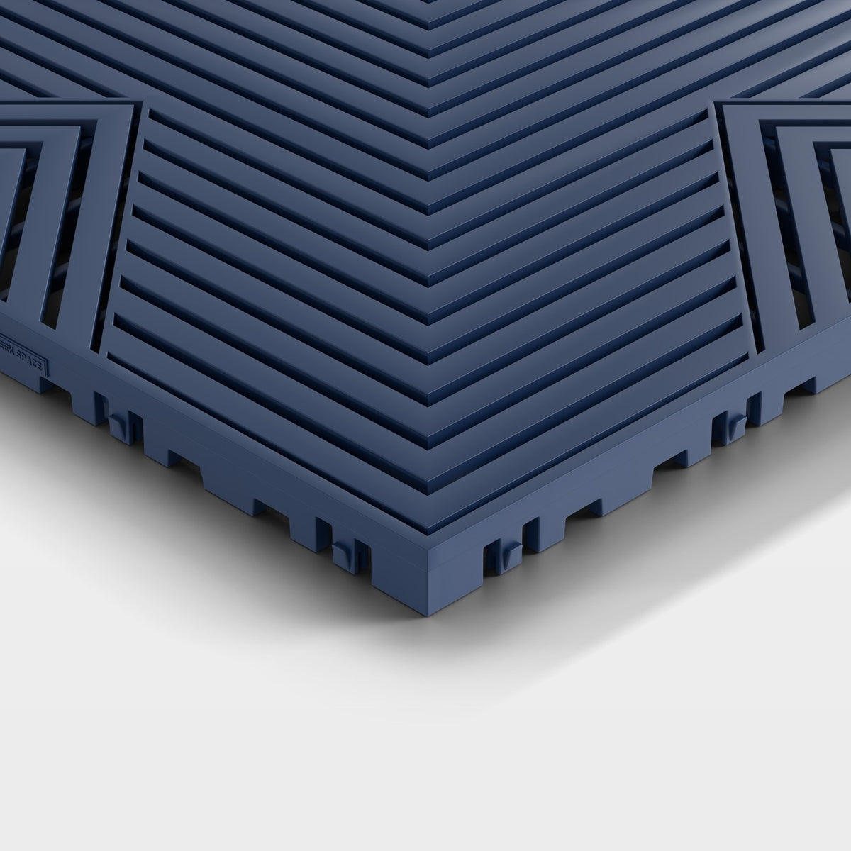 ULTRACORE tile in Night Blue: one corner seen low and close
