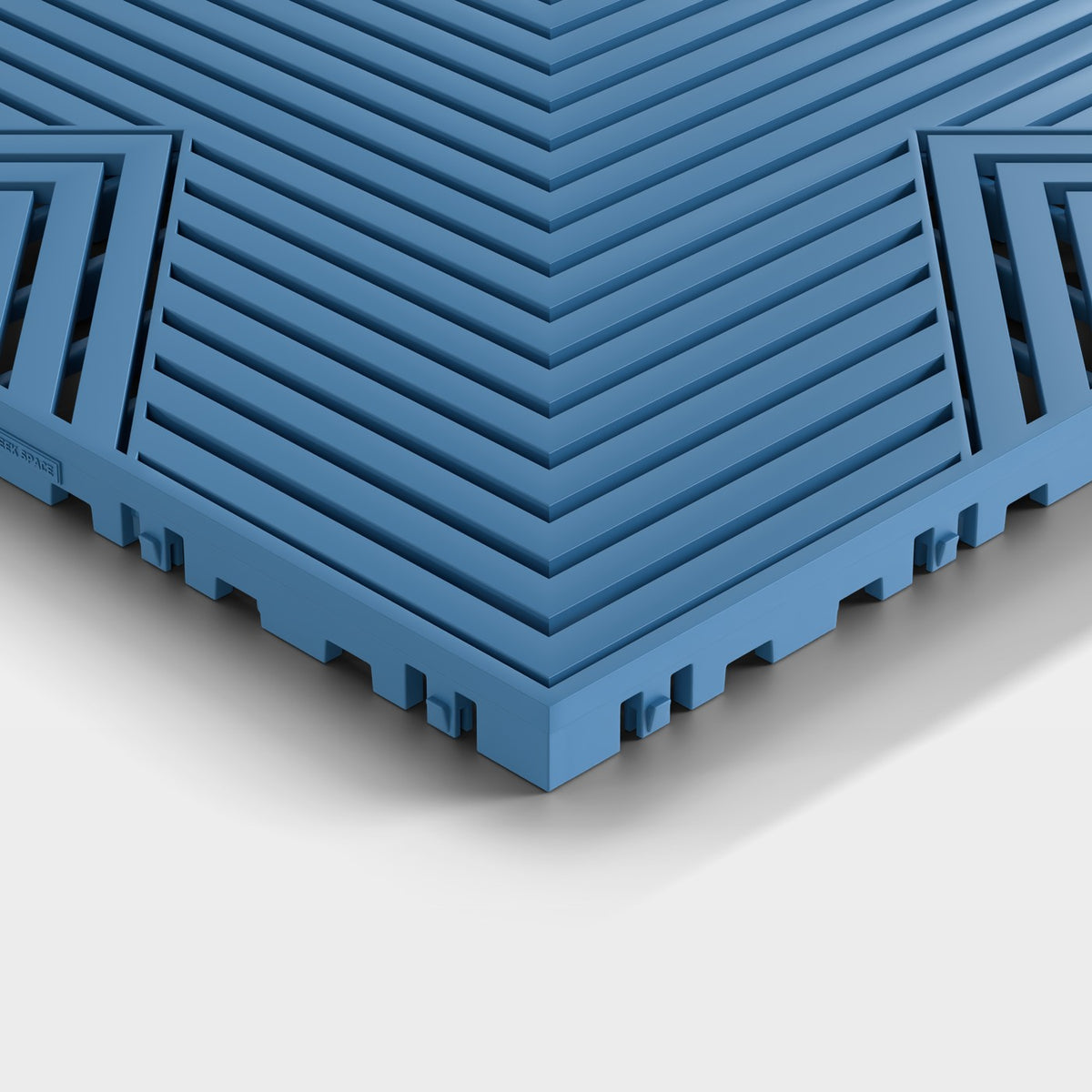 ULTRACORE tile in Aero Blue: one corner seen low and close