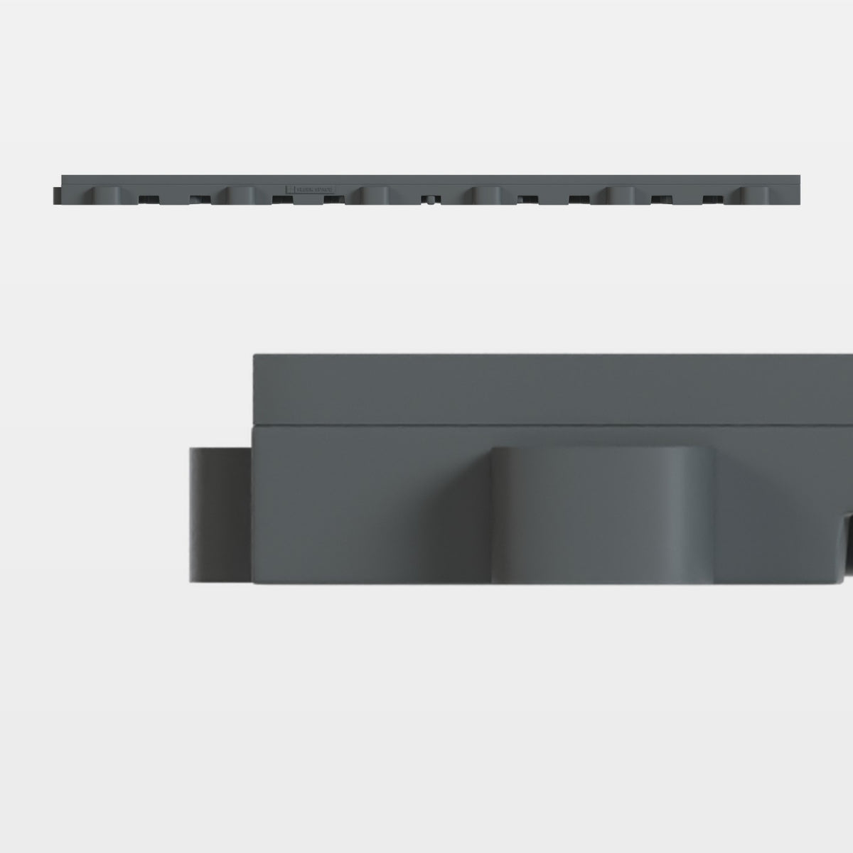 ULTRACORE tile in Space Grey, side on: 400 mm long and 17 mm tall