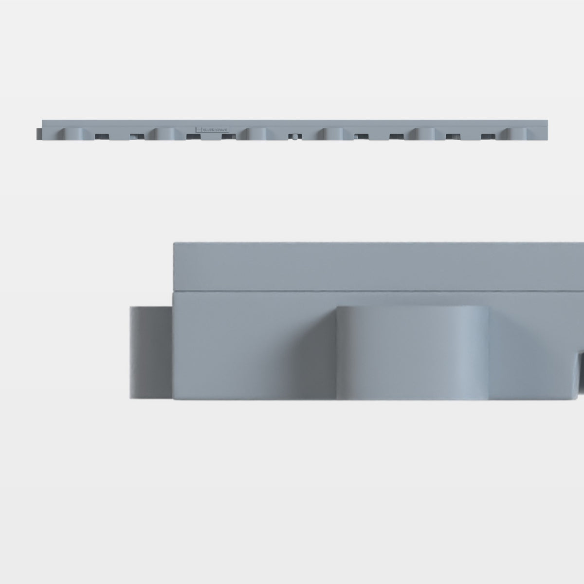 ULTRACORE tile in Silver Grey, side on: 400 mm long and 17 mm tall