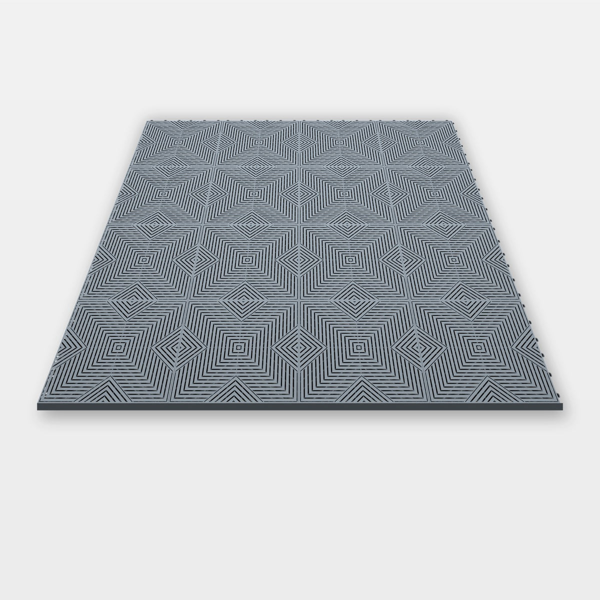 Sixteen ULTRACORE tiles in Silver Grey clicked together, 1.6 m wide