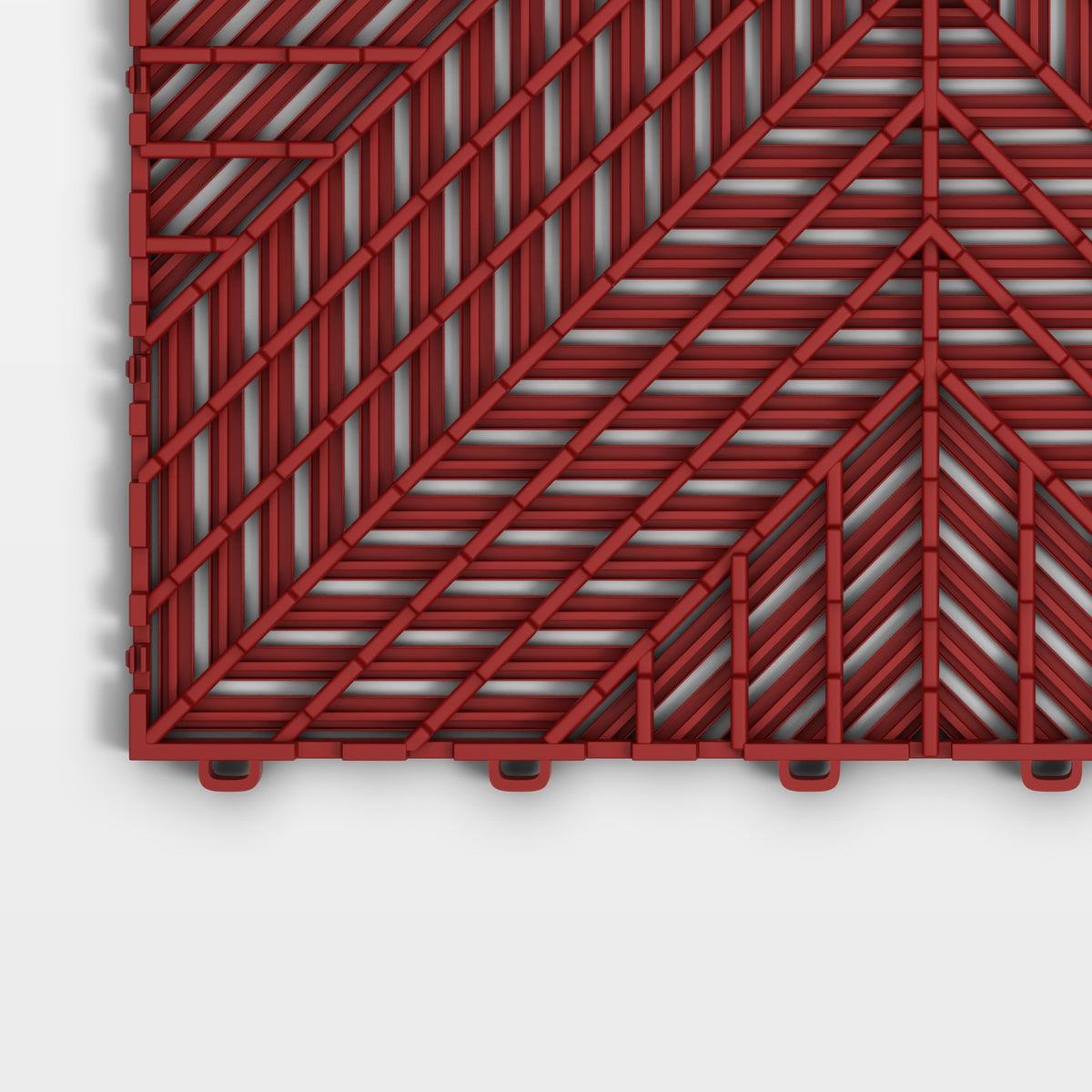 ULTRACORE tile in Crimson Red: one corner of the underside