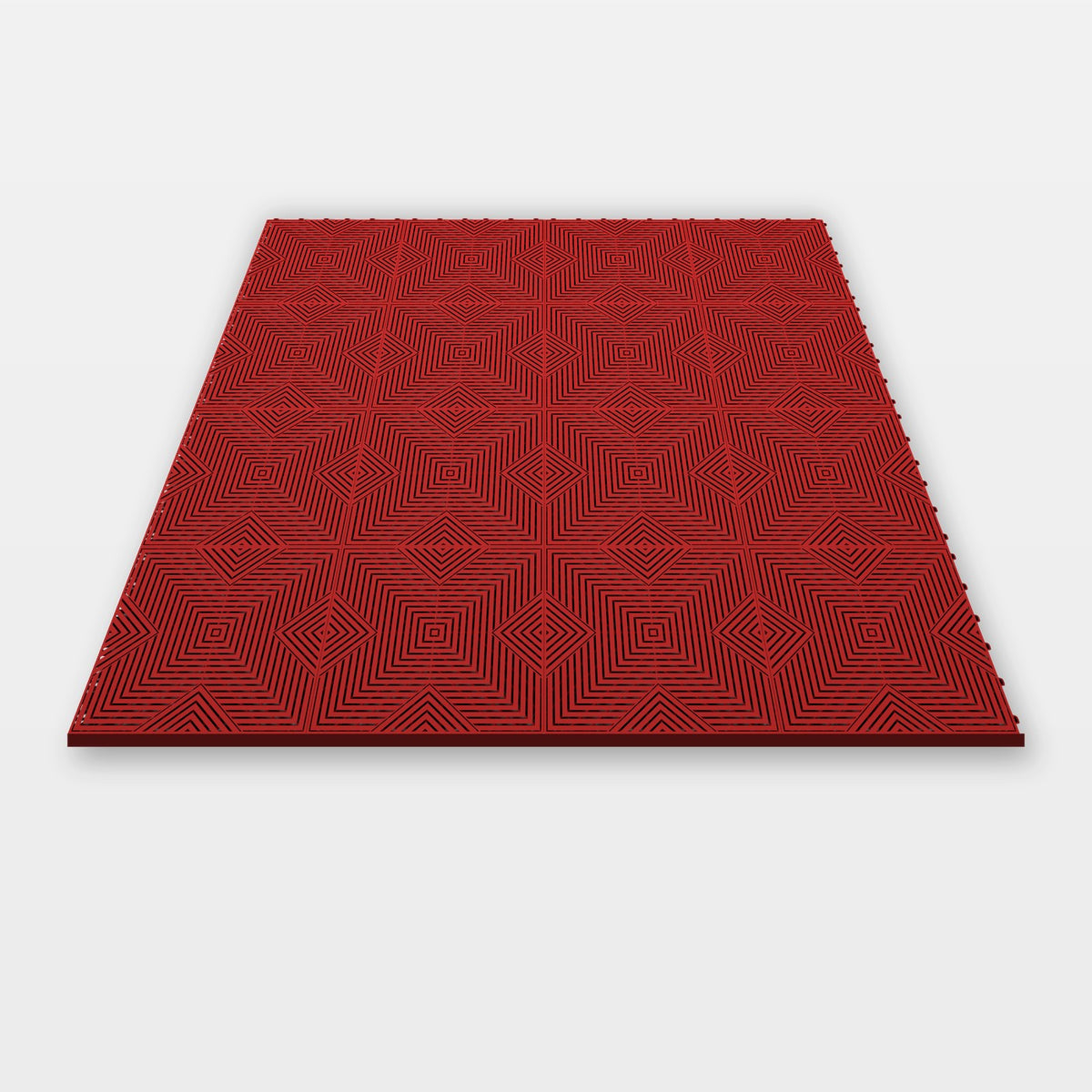 Sixteen ULTRACORE tiles in Crimson Red clicked together, 1.6 m wide