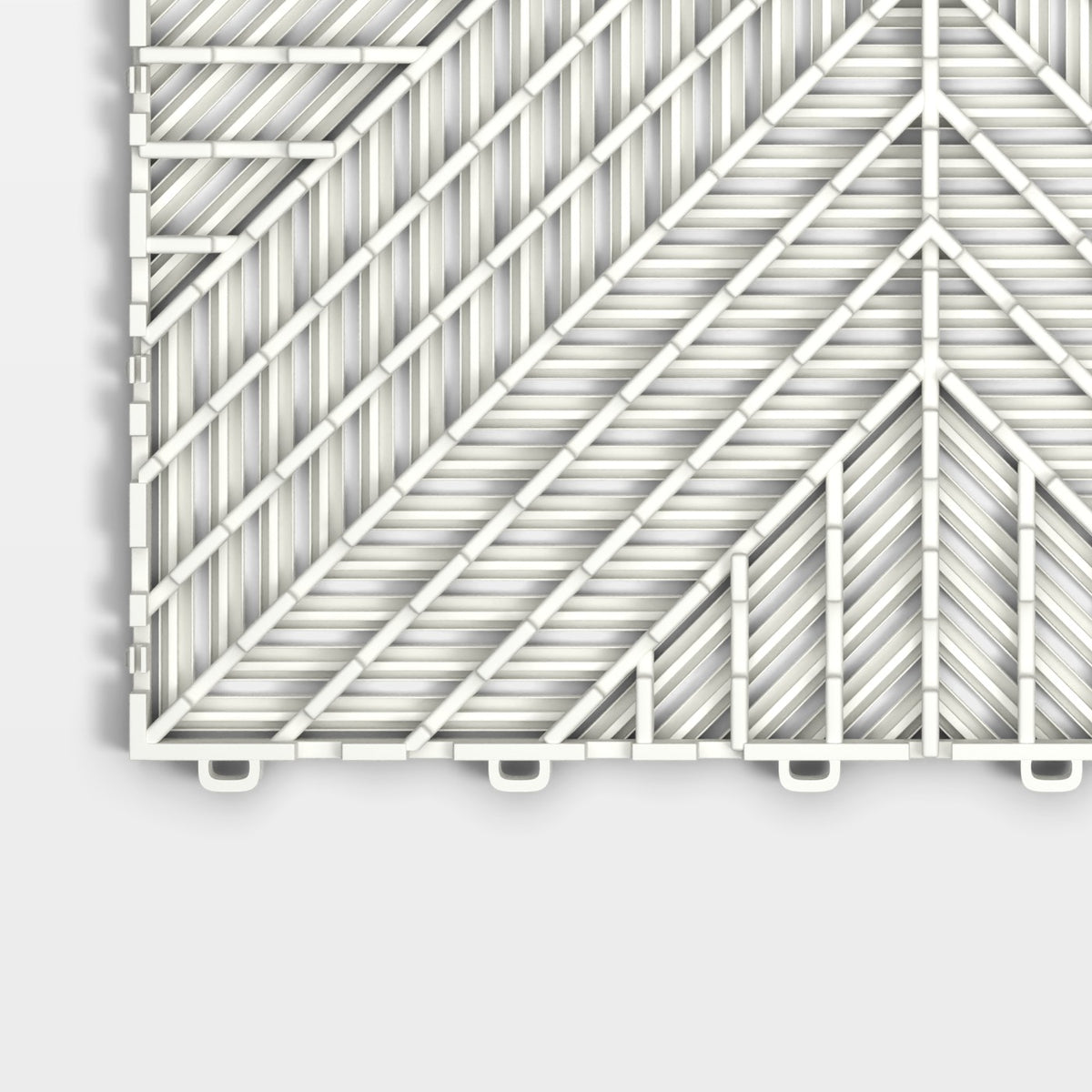 ULTRACORE tile in Alpine White: one corner of the underside