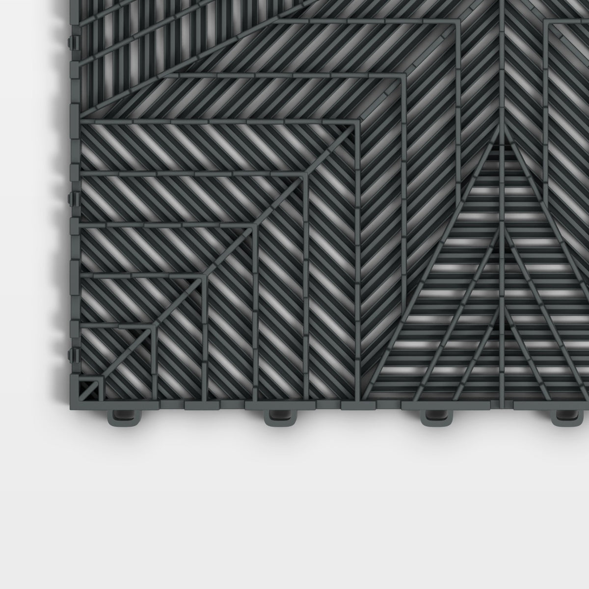 ULTRAFLUX tile in Space Grey: one corner of the underside