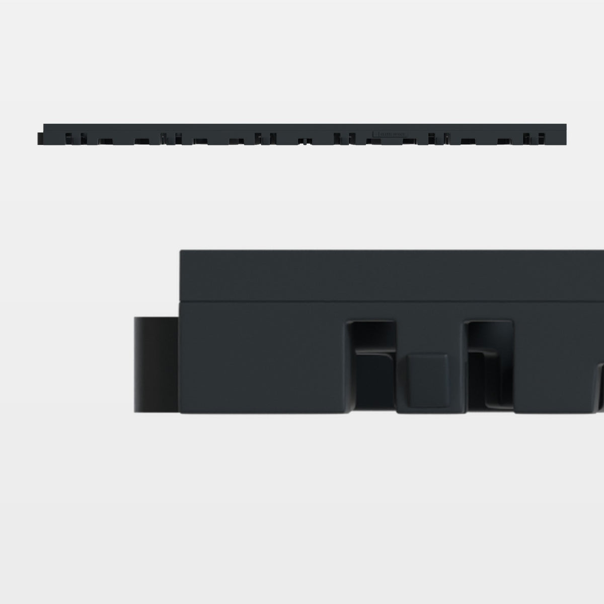 ULTRAFLUX tile in Stealth Grey, side on: 400 mm long and 18 mm tall