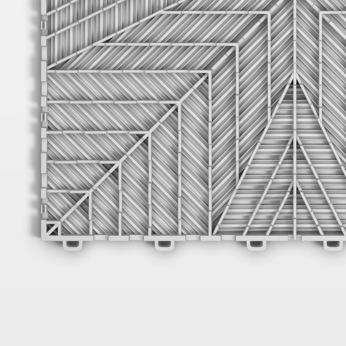 ULTRAFLUX tile in Glacier Grey: one corner of the underside