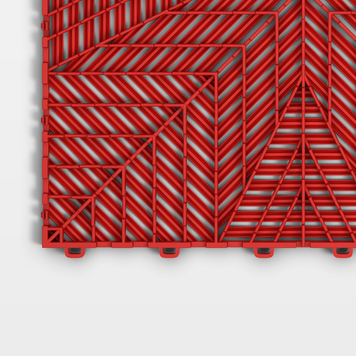 ULTRAFLUX tile in Rosso Red: one corner of the underside