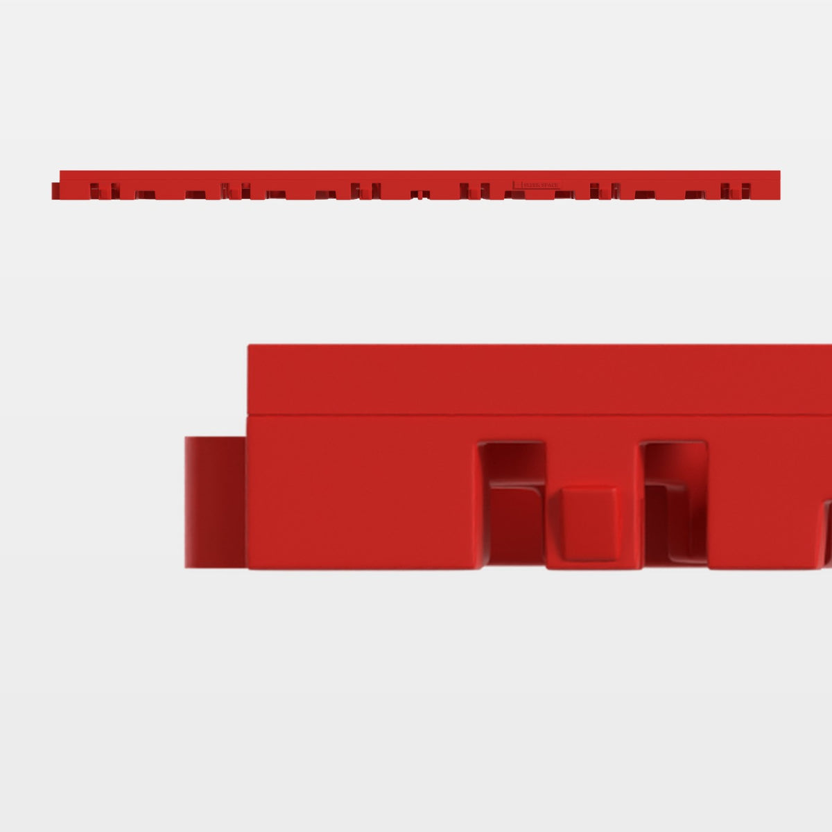 ULTRAFLUX tile in Rosso Red, side on: 400 mm long and 18 mm tall
